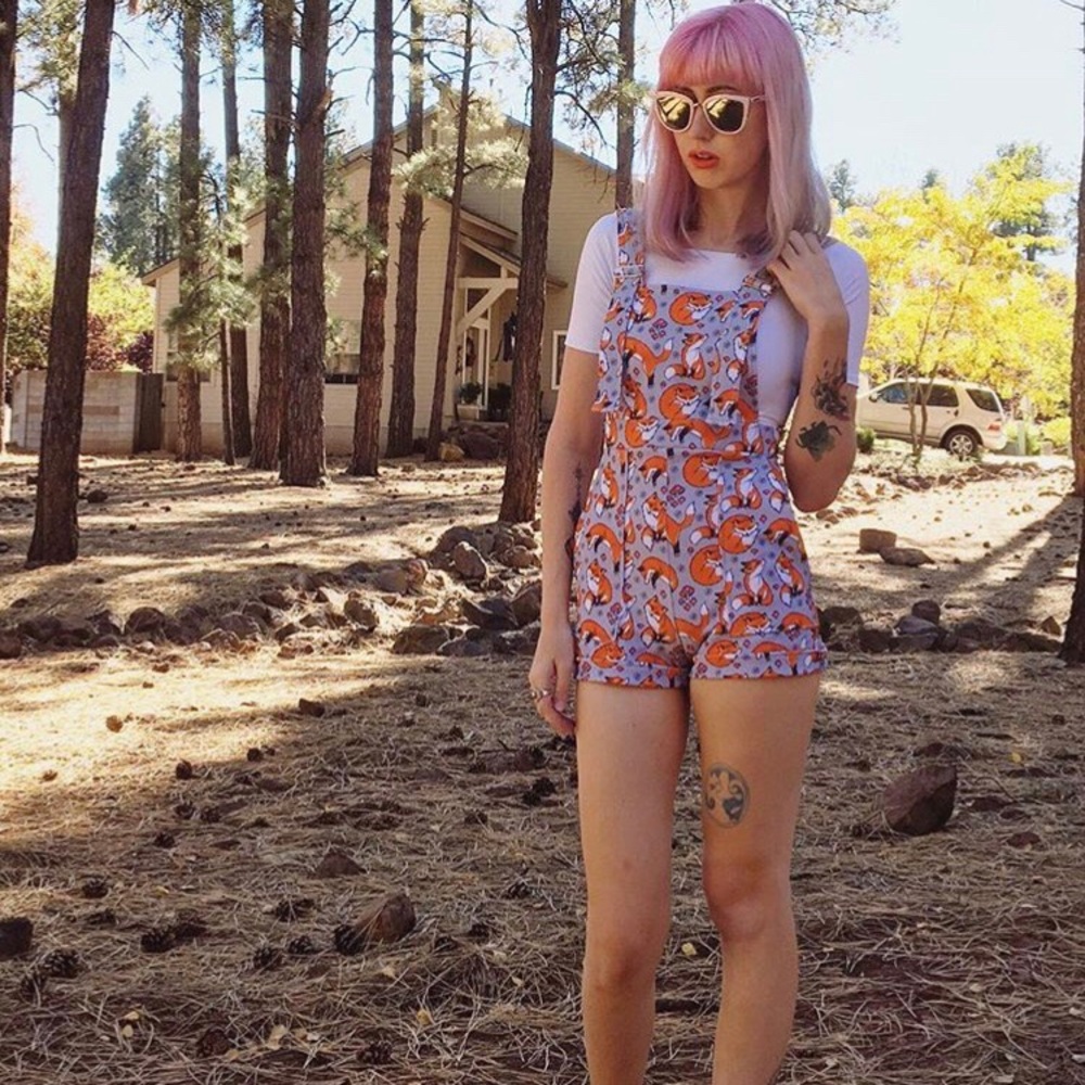 black milk for fox sake short overalls